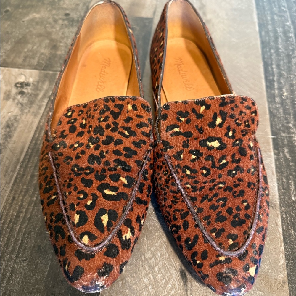 Madewell Leopard Calf‎ Hair Loafers Flats Size 9 Pony Hair Leather